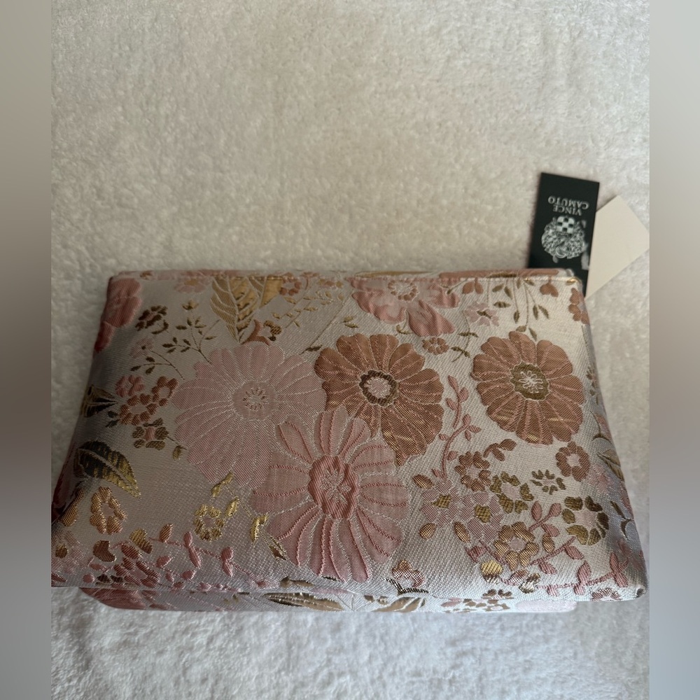 Vince Camuto Floral Pink and Gold makeup bag